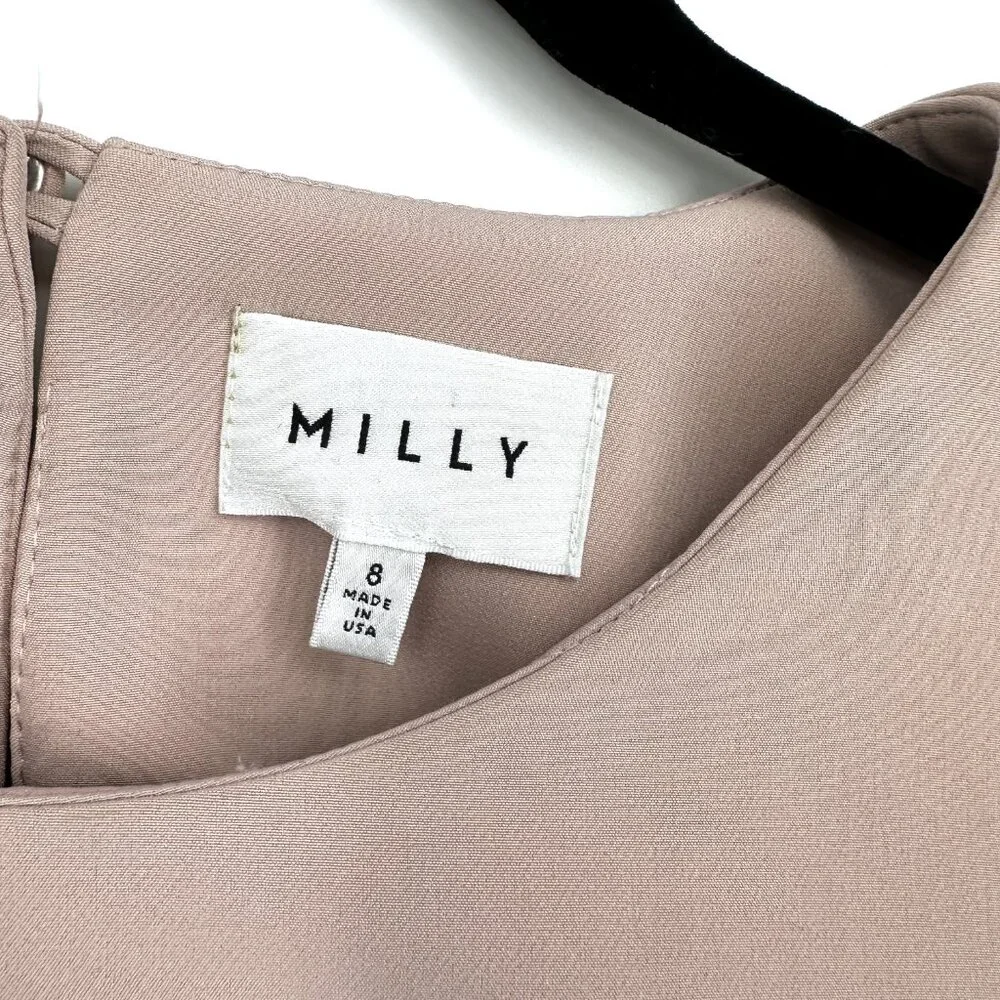 Milly Rachel Italian Cady Bell-Sleeve Shift Dress Blush Pink Size‎ 8